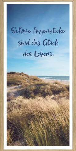 Bönninghoff Bild mit Rahmen »Wandbild gerahmt SCHÖNE AUGENBLICKE – STRAND 23x49 cm – Natur Wanddeko« Düne | Sprüche | Strand 1 Stk. tlg. mit dekorativem Rahmen