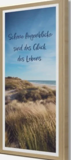 Bönninghoff Bild mit Rahmen »Wandbild gerahmt SCHÖNE AUGENBLICKE – STRAND 23x49 cm – Natur Wanddeko« Düne | Sprüche | Strand 1 Stk. tlg. mit dekorativem Rahmen