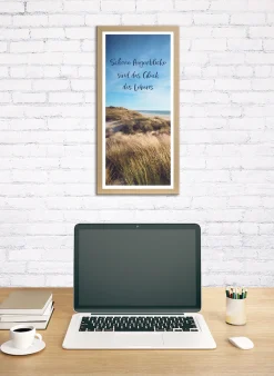 Bönninghoff Bild mit Rahmen »Wandbild gerahmt SCHÖNE AUGENBLICKE – STRAND 23x49 cm – Natur Wanddeko« Düne | Sprüche | Strand 1 Stk. tlg. mit dekorativem Rahmen