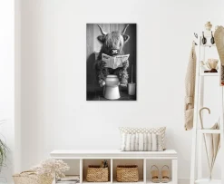 Bönninghoff Leinwandbild »Wandbild HIGHLAND NEWS S/W 60x90 cm – Leinwandbild Keilrahmen Deko« Hochlandrind | Humor | Kuh | Kuhbilder | Kühe | Schwarz-Weiß | Tiere 1 Stk. tlg. auf Keilrahmen gespannt