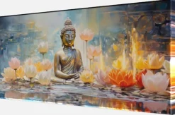 Bönninghoff Leinwandbild »Wandbild BUDDHA 33x70 cm – Leinwandbild Keilrahmen Deko modern« Blumen | Blumenbilder | Buddha | Buddhafigur | Buddhismus | Pflanzen | Pflanzenbilder | Spirituelle Bilder 1 Stk. tlg. auf Keilrahmen gespannt
