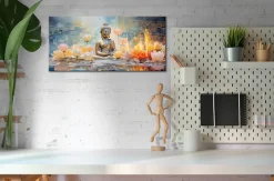 Bönninghoff Leinwandbild »Wandbild BUDDHA 33x70 cm – Leinwandbild Keilrahmen Deko modern« Blumen | Blumenbilder | Buddha | Buddhafigur | Buddhismus | Pflanzen | Pflanzenbilder | Spirituelle Bilder 1 Stk. tlg. auf Keilrahmen gespannt