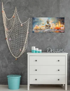 Bönninghoff Leinwandbild »Wandbild BUDDHA 33x70 cm – Leinwandbild Keilrahmen Deko modern« Blumen | Blumenbilder | Buddha | Buddhafigur | Buddhismus | Pflanzen | Pflanzenbilder | Spirituelle Bilder 1 Stk. tlg. auf Keilrahmen gespannt