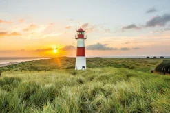 Bönninghoff Leinwandbild »Wandbild LEUCHTTURM 60x90 cm – Leinwandbild Keilrahmen Deko modern« Küste | Landschaft | Leuchtturm | Meer | Natur | Sonnenuntergang | Strand 1 Stk. tlg. auf Keilrahmen gespannt