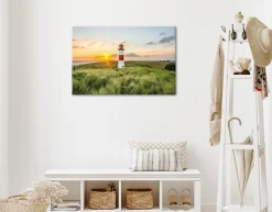 Bönninghoff Leinwandbild »Wandbild LEUCHTTURM 60x90 cm – Leinwandbild Keilrahmen Deko modern« Küste | Landschaft | Leuchtturm | Meer | Natur | Sonnenuntergang | Strand 1 Stk. tlg. auf Keilrahmen gespannt
