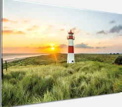 Bönninghoff Leinwandbild »Wandbild LEUCHTTURM 60x90 cm – Leinwandbild Keilrahmen Deko modern« Küste | Landschaft | Leuchtturm | Meer | Natur | Sonnenuntergang | Strand 1 Stk. tlg. auf Keilrahmen gespannt