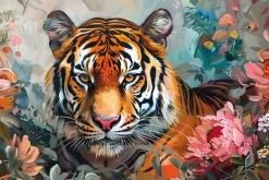 Bönninghoff Leinwandbild »Wandbild TIGER GEMÄLDE 60x90 cm – Leinwandbild Keilrahmen Deko modern« Blumen | Blumenbilder | Raubkatzen | Tiere | Tiger 1 Stk. tlg. auf Keilrahmen gespannt