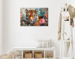 Bönninghoff Leinwandbild »Wandbild TIGER GEMÄLDE 60x90 cm – Leinwandbild Keilrahmen Deko modern« Blumen | Blumenbilder | Raubkatzen | Tiere | Tiger 1 Stk. tlg. auf Keilrahmen gespannt