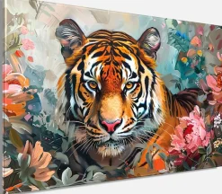 Bönninghoff Leinwandbild »Wandbild TIGER GEMÄLDE 60x90 cm – Leinwandbild Keilrahmen Deko modern« Blumen | Blumenbilder | Raubkatzen | Tiere | Tiger 1 Stk. tlg. auf Keilrahmen gespannt