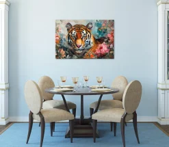 Bönninghoff Leinwandbild »Wandbild TIGER GEMÄLDE 60x90 cm – Leinwandbild Keilrahmen Deko modern« Blumen | Blumenbilder | Raubkatzen | Tiere | Tiger 1 Stk. tlg. auf Keilrahmen gespannt