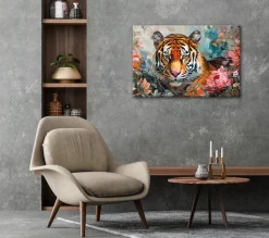 Bönninghoff Leinwandbild »Wandbild TIGER GEMÄLDE 60x90 cm – Leinwandbild Keilrahmen Deko modern« Blumen | Blumenbilder | Raubkatzen | Tiere | Tiger 1 Stk. tlg. auf Keilrahmen gespannt