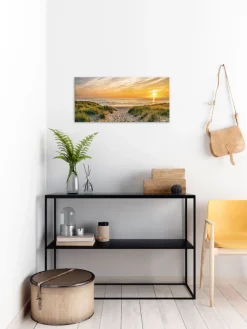 Bönninghoff Leinwandbild »Wandbild WEG ZUM STRAND 33x70 cm – Leinwandbild Keilrahmen Deko modern« Sonnenuntergang | Strand 1 Stk. tlg. auf Keilrahmen gespannt