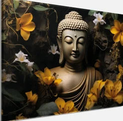 Bönninghoff Leinwandbild »Wandbild BUDDHA 46x61 cm – Leinwandbild Keilrahmen Deko modern« Blumenbilder | Buddha | Natur 1 Stk. tlg. auf Keilrahmen gespannt