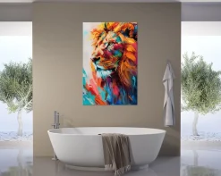 Bönninghoff Leinwandbild »Wandbild BUNTER LÖWE 78x118 cm – Leinwandbild Keilrahmen Deko modern« Kunst | Löwe | Löwen | Pop Art | Raubkatzen | Tiere 1 Stk. tlg. auf Keilrahmen gespannt