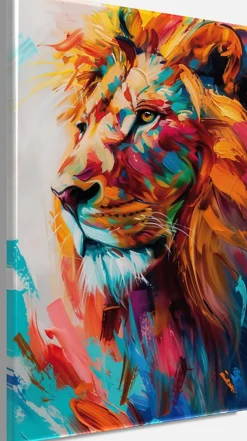 Bönninghoff Leinwandbild »Wandbild BUNTER LÖWE 78x118 cm – Leinwandbild Keilrahmen Deko modern« Kunst | Löwe | Löwen | Pop Art | Raubkatzen | Tiere 1 Stk. tlg. auf Keilrahmen gespannt
