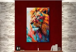 Bönninghoff Leinwandbild »Wandbild BUNTER LÖWE 78x118 cm – Leinwandbild Keilrahmen Deko modern« Kunst | Löwe | Löwen | Pop Art | Raubkatzen | Tiere 1 Stk. tlg. auf Keilrahmen gespannt