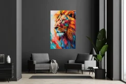 Bönninghoff Leinwandbild »Wandbild BUNTER LÖWE 78x118 cm – Leinwandbild Keilrahmen Deko modern« Kunst | Löwe | Löwen | Pop Art | Raubkatzen | Tiere 1 Stk. tlg. auf Keilrahmen gespannt