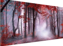 Bönninghoff Leinwandbild »Wandbild NEBEL IM HERBSTWALD 33x70 cm – Leinwandbild Keilrahmen Deko« Wald 1 Stk. tlg. auf Keilrahmen gespannt
