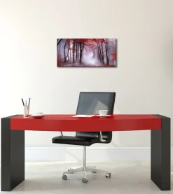 Bönninghoff Leinwandbild »Wandbild NEBEL IM HERBSTWALD 33x70 cm – Leinwandbild Keilrahmen Deko« Wald 1 Stk. tlg. auf Keilrahmen gespannt