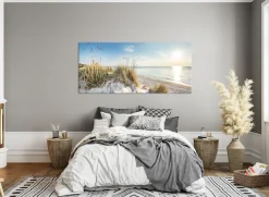 Bönninghoff Leinwandbild »Wandbild STRAND XXL 90x200 cm – Leinwandbild Keilrahmen Deko modern« Düne | Strand 1 Stk. tlg. auf Keilrahmen gespannt