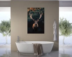 Bönninghoff Leinwandbild »Wandbild HIRSCH IM WALD 78x118 cm – Leinwandbild Keilrahmen Deko« Hirsch 1 Stk. tlg. auf Keilrahmen gespannt