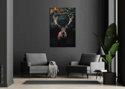 Bönninghoff Leinwandbild »Wandbild HIRSCH IM WALD 78x118 cm – Leinwandbild Keilrahmen Deko« Hirsch 1 Stk. tlg. auf Keilrahmen gespannt