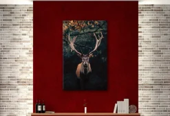 Bönninghoff Leinwandbild »Wandbild HIRSCH IM WALD 78x118 cm – Leinwandbild Keilrahmen Deko« Hirsch 1 Stk. tlg. auf Keilrahmen gespannt
