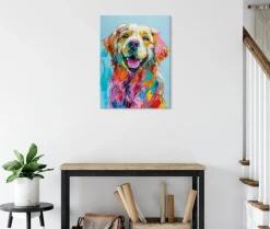 Bönninghoff Leinwandbild »Wandbild HUND GOLDEN RETRIEVER 46x61 cm – Leinwandbild Keilrahmen Deko« Hunde | Hundebilder | Kunst | Pop Art | Tiere 1 Stk. tlg. auf Keilrahmen gespannt
