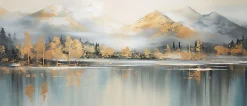 Bönninghoff Leinwandbild »Wandbild BERGE UND SEE XXL 60x140 cm – Leinwandbild Keilrahmen Deko« Abstrakt | Abstrakte | Berge | Landschaft | Natur | See | Seebilder | Waldbilder 1 Stk. tlg. auf Keilrahmen gespannt