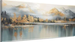 Bönninghoff Leinwandbild »Wandbild BERGE UND SEE XXL 60x140 cm – Leinwandbild Keilrahmen Deko« Abstrakt | Abstrakte | Berge | Landschaft | Natur | See | Seebilder | Waldbilder 1 Stk. tlg. auf Keilrahmen gespannt