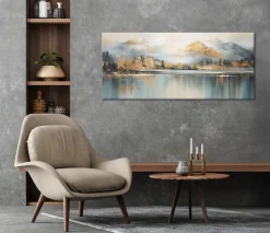 Bönninghoff Leinwandbild »Wandbild BERGE UND SEE XXL 60x140 cm – Leinwandbild Keilrahmen Deko« Abstrakt | Abstrakte | Berge | Landschaft | Natur | See | Seebilder | Waldbilder 1 Stk. tlg. auf Keilrahmen gespannt