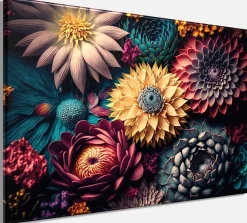 Bönninghoff Leinwandbild »Wandbild BUNTE BLUMEN 60x90 cm – Leinwandbild Keilrahmen Deko modern« Blumen 1 Stk. tlg. auf Keilrahmen gespannt