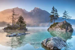Bönninghoff Leinwandbild »Wandbild HINTERSEE BAYERN 60x90 cm – Leinwandbild Keilrahmen Deko« See 1 Stk. tlg. auf Keilrahmen gespannt