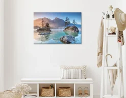 Bönninghoff Leinwandbild »Wandbild HINTERSEE BAYERN 60x90 cm – Leinwandbild Keilrahmen Deko« See 1 Stk. tlg. auf Keilrahmen gespannt