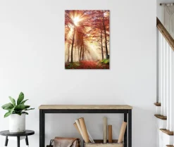 Bönninghoff Leinwandbild »Wandbild HERBSTWALD 46x61 cm – Leinwandbild Keilrahmen Deko modern« Wald 1 Stk. tlg. auf Keilrahmen gespannt