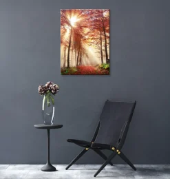 Bönninghoff Leinwandbild »Wandbild HERBSTWALD 46x61 cm – Leinwandbild Keilrahmen Deko modern« Wald 1 Stk. tlg. auf Keilrahmen gespannt