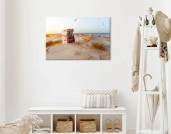 Bönninghoff Leinwandbild »Wandbild STRANDKORB 60x90 cm – Leinwandbild Keilrahmen Deko modern« Landschaft | Meer | Meer Bilder | Natur | Strand | Strandbilder 1 Stk. tlg. auf Keilrahmen gespannt