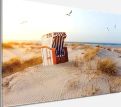 Bönninghoff Leinwandbild »Wandbild STRANDKORB 60x90 cm – Leinwandbild Keilrahmen Deko modern« Landschaft | Meer | Meer Bilder | Natur | Strand | Strandbilder 1 Stk. tlg. auf Keilrahmen gespannt