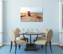 Bönninghoff Leinwandbild »Wandbild STRANDKORB 60x90 cm – Leinwandbild Keilrahmen Deko modern« Landschaft | Meer | Meer Bilder | Natur | Strand | Strandbilder 1 Stk. tlg. auf Keilrahmen gespannt