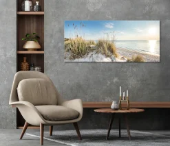 Bönninghoff Leinwandbild »Wandbild STRAND XXL 60x140 cm – Leinwandbild Keilrahmen Deko modern« Düne 1 Stk. tlg. auf Keilrahmen gespannt
