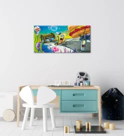 Bönninghoff Leinwandbild »Wandbild SPONGEBOB BURGERHEIST 33x70 cm – Leinwandbild Keilrahmen Deko« Filmfiguren | Serien 1 Stk. tlg. auf Keilrahmen gespannt