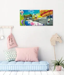 Bönninghoff Leinwandbild »Wandbild SPONGEBOB BURGERHEIST 33x70 cm – Leinwandbild Keilrahmen Deko« Filmfiguren | Serien 1 Stk. tlg. auf Keilrahmen gespannt