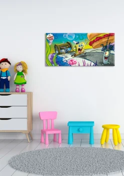Bönninghoff Leinwandbild »Wandbild SPONGEBOB BURGERHEIST 33x70 cm – Leinwandbild Keilrahmen Deko« Filmfiguren | Serien 1 Stk. tlg. auf Keilrahmen gespannt