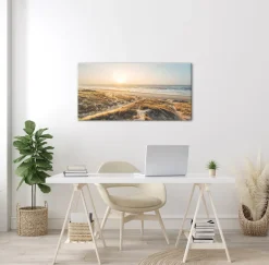 Bönninghoff Leinwandbild »Wandbild STRAND SONNENUNTERGANG 50x100 cm – Leinwandbild Keilrahmen« Küste | Meer | Natur | Sonnenuntergang | Strand 1 Stk. tlg. auf Keilrahmen gespannt