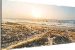 Bönninghoff Leinwandbild »Wandbild STRAND SONNENUNTERGANG 50x100 cm – Leinwandbild Keilrahmen« Küste | Meer | Natur | Sonnenuntergang | Strand 1 Stk. tlg. auf Keilrahmen gespannt