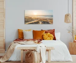Bönninghoff Leinwandbild »Wandbild STRAND SONNENUNTERGANG 50x100 cm – Leinwandbild Keilrahmen« Küste | Meer | Natur | Sonnenuntergang | Strand 1 Stk. tlg. auf Keilrahmen gespannt