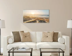 Bönninghoff Leinwandbild »Wandbild STRAND SONNENUNTERGANG 50x100 cm – Leinwandbild Keilrahmen« Küste | Meer | Natur | Sonnenuntergang | Strand 1 Stk. tlg. auf Keilrahmen gespannt
