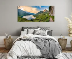 Bönninghoff Leinwandbild »Wandbild BERGSEE XXL 60x140 cm – Leinwandbild Keilrahmen Deko modern« Berge | Landschaft | Natur | See | Seebilder 1 Stk. tlg. auf Keilrahmen gespannt