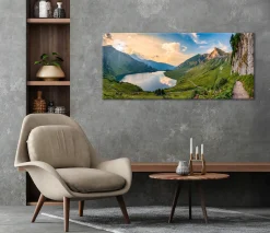 Bönninghoff Leinwandbild »Wandbild BERGSEE XXL 60x140 cm – Leinwandbild Keilrahmen Deko modern« Berge | Landschaft | Natur | See | Seebilder 1 Stk. tlg. auf Keilrahmen gespannt