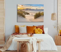 Bönninghoff Leinwandbild »Wandbild STRAND 78x118 cm – Leinwandbild Keilrahmen Deko modern« Strand 1 Stk. tlg. auf Keilrahmen gespannt